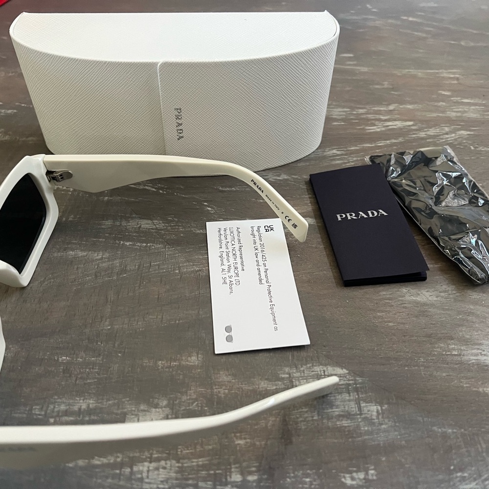 Prada White Rectangular Sunglasses - image 6